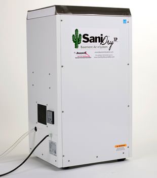 A Energy Efficient basement dehumidifier installed in a finished basement in Simcoe