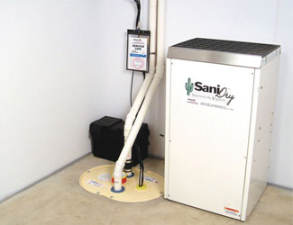 a complete basement waterproofing system installed in a Oakville home