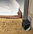 Welland installation of SilverGlo™ insulation with our crawl space pipe, drainage matting, floor insulation, and crawl space moisture barrier.