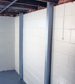 A PowerBrace™ i-beam foundation wall repair system in Hamilton
