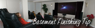 a waterproofed basement that has been finished into a family room in Fergus