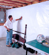 Plastic 20-mil vapor barrier for dirt basements, Milton, Ontario installation
